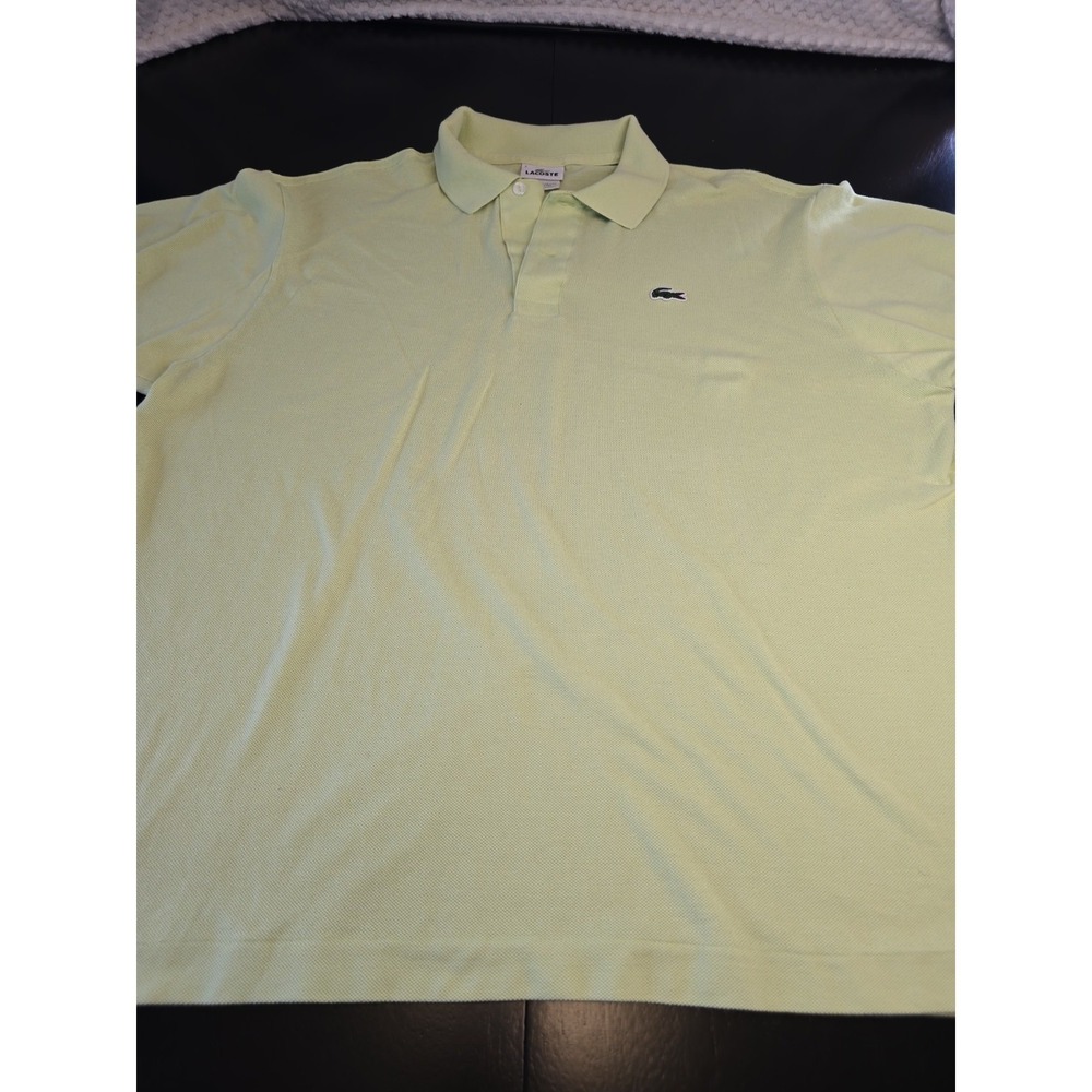 Lacoste Men's Polo Shirt Size 7 (2XL) Lime Green Pique‎ Cotton Classic